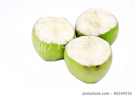 Green coconut fruit ready to drink isolated on white background 90240556