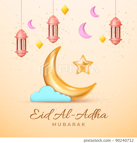 Eid al Adha cards design in 3d modern vector style. Eid Mubarak Islamic holiday banner with Ramadan lantern and moon. Ramadan muslim decoration and background poster. Happy celebration of Eid al Adha Eid al Adha cards design in 3d modern vector style. Eid Mubarak Islamic holiday banner with Ramadan lantern and moon. Ramadan muslim decoration and background poster. Happy celebration of Eid al Adha 90240712