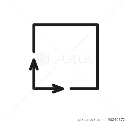 Square area icon. Coordinate axes sign. Coordinate system. Flat math graph icon. Measuring land area. Place dimension pictogram. Vector outline illustration isolated on white background 90240872