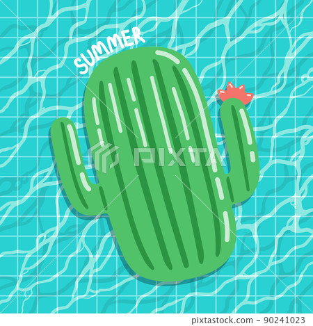 Rubber ring floating on water in pool, vector 90241023