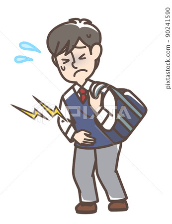 Male student who seems to have a stomachache 90241590
