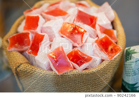 Traditional Turkish delight sweets as lokum candy 90242166