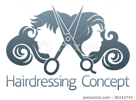 Hairdresser Silhouette Hair Salon Man And Woman Hairdresser Silhouette Hair Salon Man And Woman 90242743