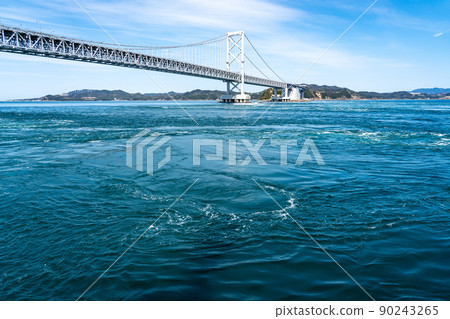 Naruto Strait with Onaruto Bridge and Whirlpool, Minamiawaji City, Hyogo Prefecture 90243265