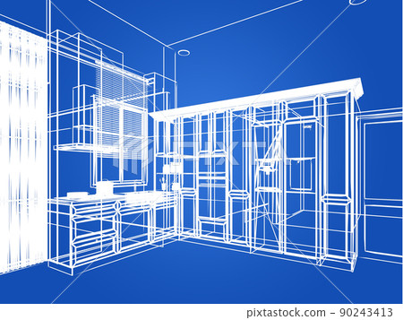 abstract sketch design of kitchen room ,3d rendering abstract sketch design of kitchen room ,3d rendering 90243413