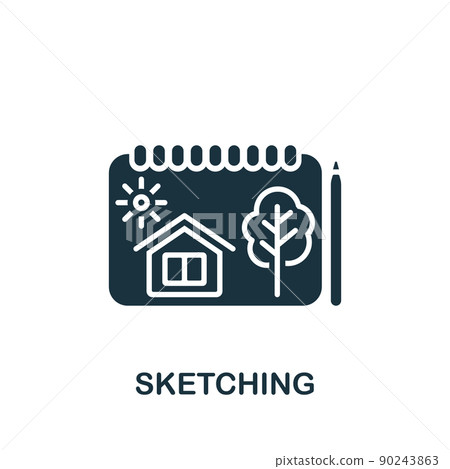 Sketching icon. Monochrome simple Web Development icon for templates, web design and infographics 90243863