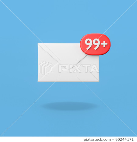 Mail Envelope with Notification on Blue Background 90244171