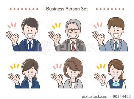 Illustration set of business person who signs OK Illustration set of business person who signs OK 90244463
