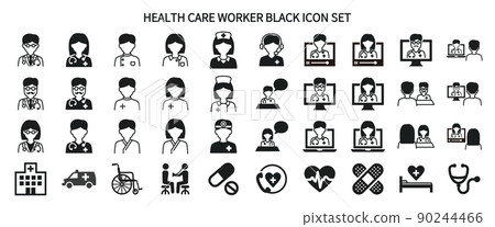 Healthcare worker icon set 90244466