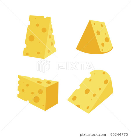 Cheese with holes isolated on white background 90244770