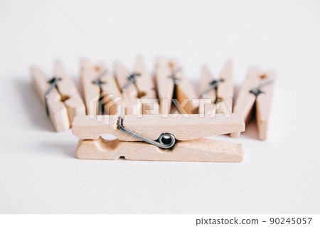 Set of clothespins isolated on white background 90245057