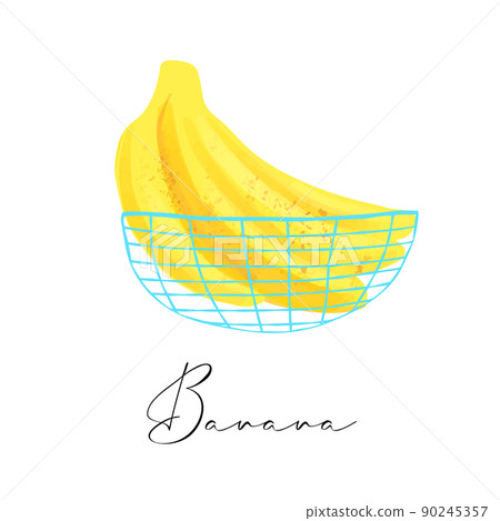 Illustration of a plate with bananas on a white Illustration of a plate with bananas on a white 90245357