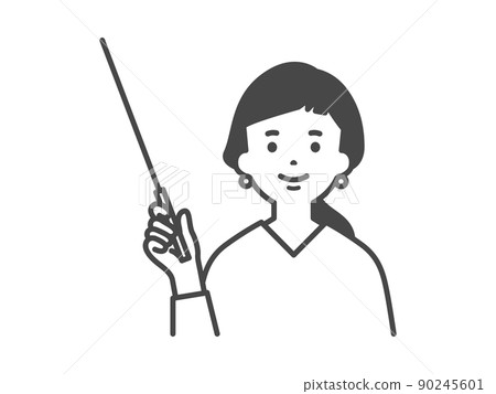 Image illustration material of a woman explaining with a pointer 90245601