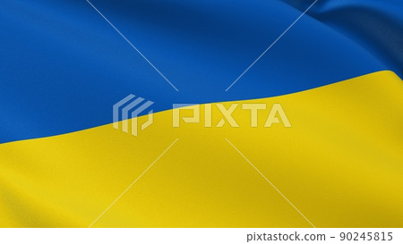 Ukraine flag. Kyiv sign. European country. Blue yellow Ukrainian national symbol of victory celebration of Independence Day, August 24. Realistic 3D illustration with cotton texture. Ukraine flag. Kyiv sign. European country. Blue yellow Ukrainian national symbol of victory celebration of Independence Day, August 24. Realistic 3D illustration with cotton texture. 90245815