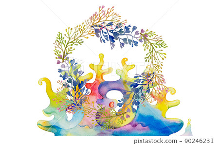 Watercolor paintings fantasy vintage style wreath art floral. 90246231