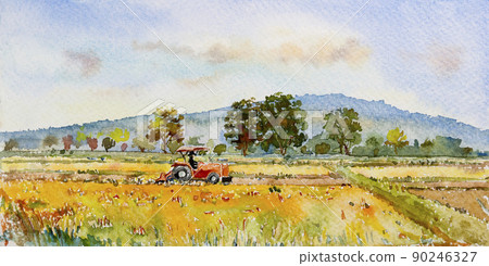 farm landscape watercolor