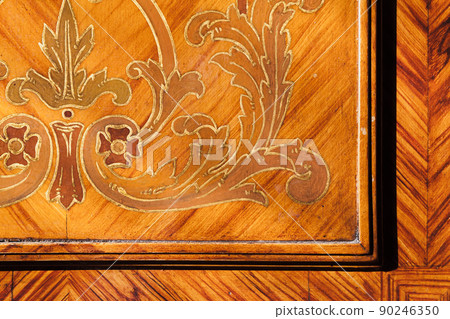 Decorative inlay carving of vintage wooden wall panel Decorative inlay carving of vintage wooden wall panel 90246350