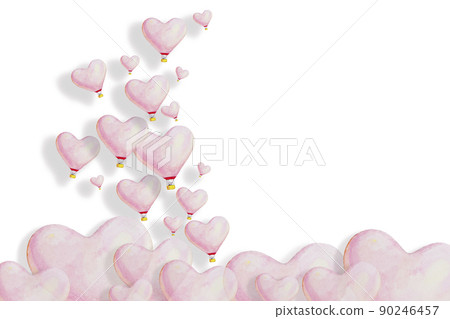 Watercolor painting of love and valentine day with heart baloon. Watercolor painting of love and valentine day with heart baloon. 90246457
