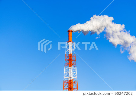 Blue sky and chimney (with copy space) 90247202