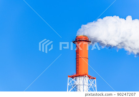 Blue sky and chimney (with copy space) 90247207