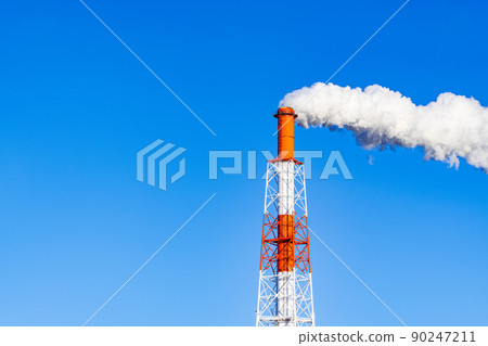 Blue sky and chimney (with copy space) 90247211