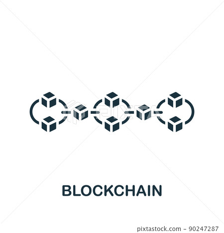 Blockchain icon. Monochrome simple Cryptocurrency icon for templates, web design and infographics 90247287
