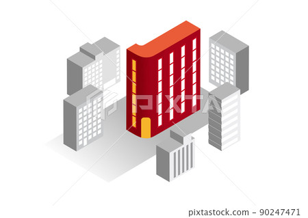 有趣的城市景觀和生活風景。人們可以明亮地生活的建築和城市規劃。字母表的可愛建築。 有趣的城市景觀和生活風景。人們可以明亮地生活的建築和城市規劃。字母表的可愛建築。 90247471