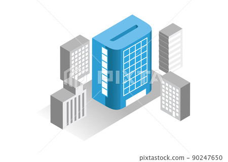 Fun cityscape and living scenery. Building and town planning where people can live brightly. A cute building of the alphabet. 90247650