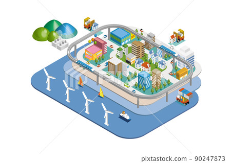 Fun cityscape and living scenery. Building and town planning where people can live brightly. 90247873