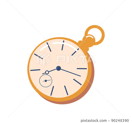 Gold Pocket Watch, Vintage Clock Isolated on White Background. Antique Classic Timepiece in Victorian Style Gold Pocket Watch, Vintage Clock Isolated on White Background. Antique Classic Timepiece in Victorian Style 90248390