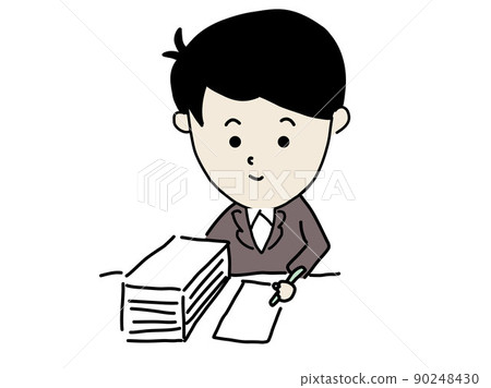 A businessman struggling at the desk 90248430