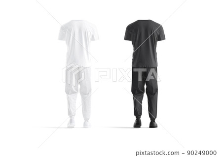 Blank black and white white sport uniform mockup, back view 90249000