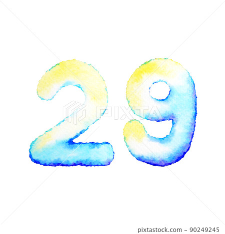 number 29 watercolor painting illustration hand... - Stock Illustration