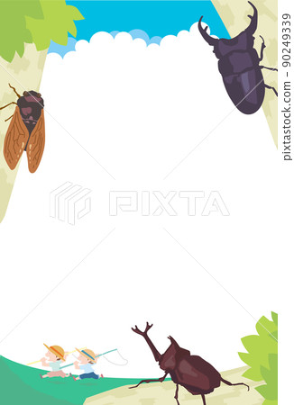 Vertical postcard size summer frame 90249339