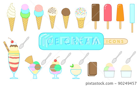 Ice cream soft serve ice lolly parfait icon set - Stock Illustration ...