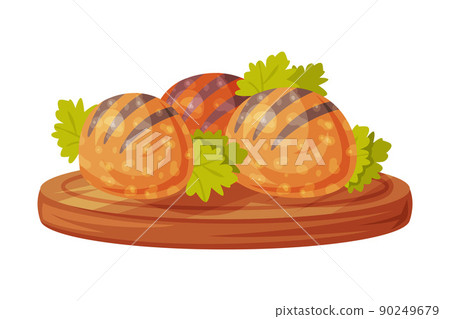 Food and Cuisine of Romania with Traditional Dish on Wooden Board Vector Illustration 90249679