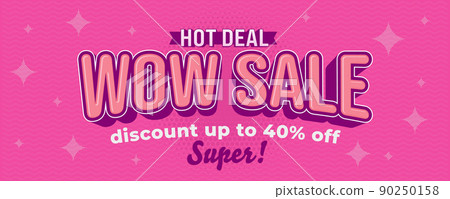 Wow sale pink banner template. Discount... - Stock Illustration ...