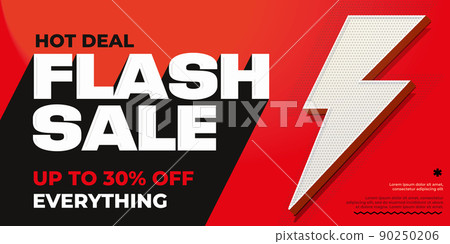 Flash sale banner template. Up to 30 percent off discount on everything. Hot deal promotion. Sale announcement. Great flash sale advertisement vector illustration 90250206