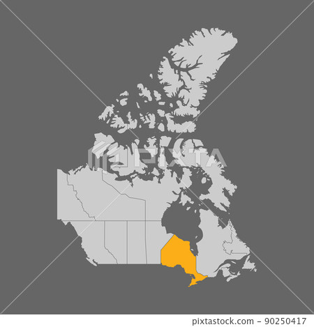 Ontario province highlighted on the map of Canada 90250417