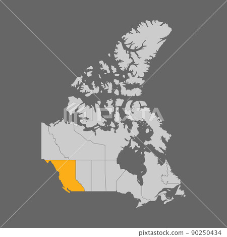 British Columbia Highlighted On The Map Of Canada 90250434   90250434 