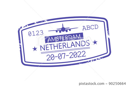 Netherlands Airport Stamp, Immigration or Travel Visa Sign. Passport Control, International Departure, Arrival Symbol 90250664