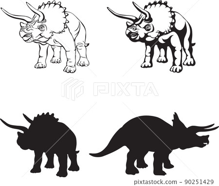 Triceratop, dinosaur realistic image, vector, positions, illustration, black and white, silhouette, logo, trademark, chevron for decoration and design, packaging and posters Triceratop, dinosaur realistic image, vector, positions, illustration, black and white, silhouette, logo, trademark, chevron for decoration and design, packaging and posters 90251429