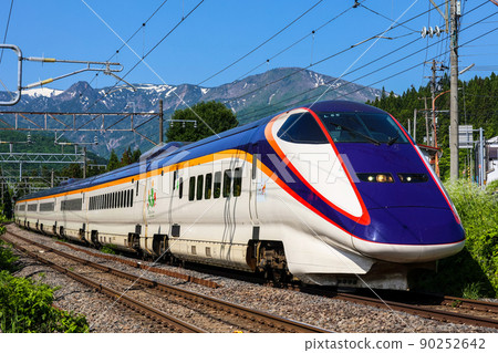 rairanEコース×3 6380 Yamagata Shinkansen E3 series Tsubasa running - Stock