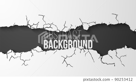 Horizontal cracked hole in the wall banner 90253412