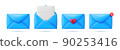 Set of 3d blue mail envelope icons 90253416
