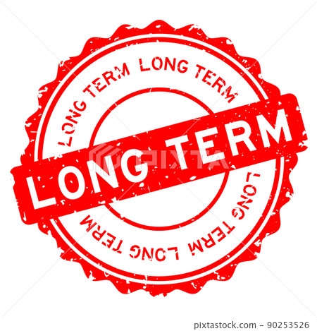Grunge red long term word round rubber seal stamp on white background 90253526