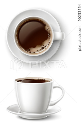 Black coffee cup. Realistic americano. Espresso mockup 90253564