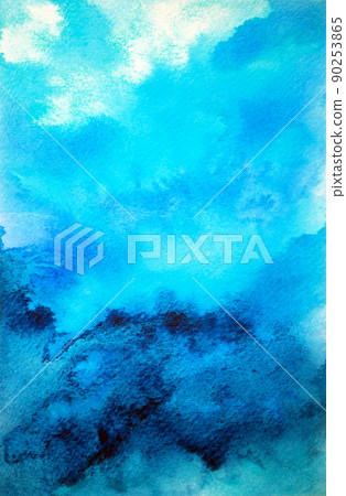 abstract blue white sky sea ocean wave color art watercolor painting background illustration design abstract blue white sky sea ocean wave color art watercolor painting background illustration design 90253865