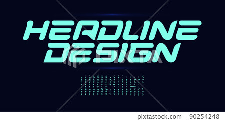 Futurism headline font glowing alphabet letters design. Digital cyber game logo typography. Futuristic typographic design for logo, headline, cover title, and monogram. Isolated vector typeset. Futurism headline font glowing alphabet letters design. Digital cyber game logo typography. Futuristic typographic design for logo, headline, cover title, and monogram. Isolated vector typeset. 90254248