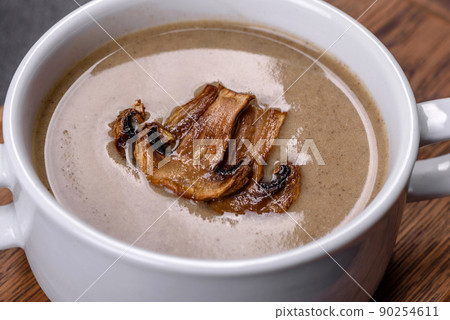 A delicious fresh, thick soup of mushroom puree with breadcrumbs, spices and herbs 90254611